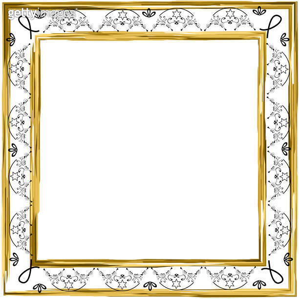 Decorative vintage frame. Gold. Jewish star. Vector illustration on