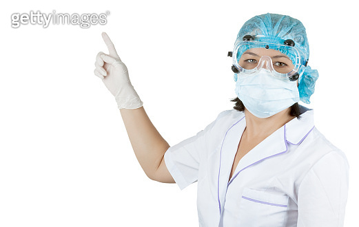 Doctor Point Woman Young Woman Doctor Point to Blank Space for Yours Design 이미지 (856242862 ...