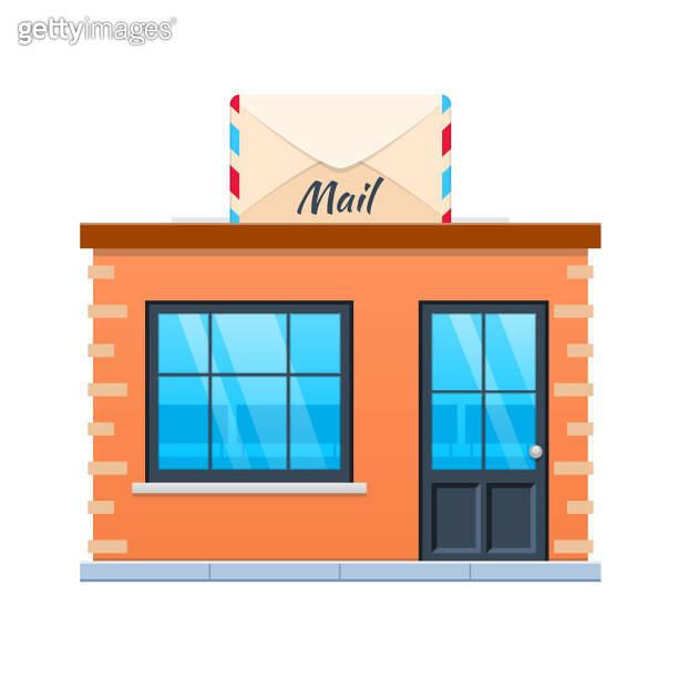 Mail Building Sprite Concept of modern city mail building facade. City mail building ...