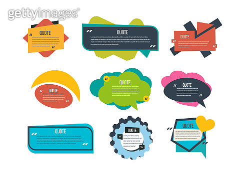 Set of multi-colored text templates quotes, various forms, information ...