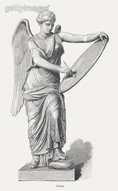 Roman goddess Victoria, 1st century, published in 1884 이미지 (670187512 ...
