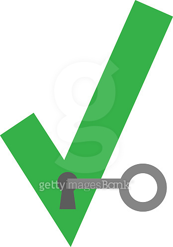 Key unlocking check mark keyhole 이미지 (656149370) - 게티이미지뱅크