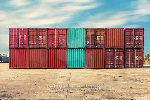Handling stack of container shipping, Transportation business. 이미지 ...