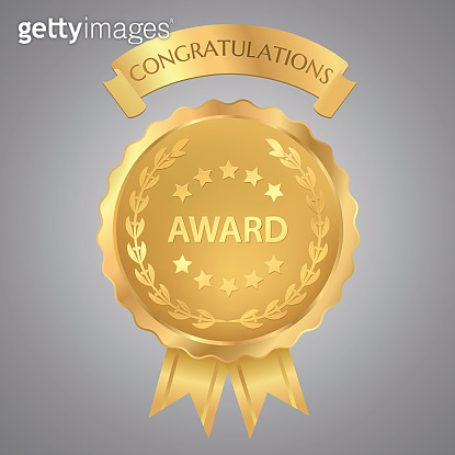 Award, Insignia, Badge for certificate, diploma, web page. Golden medal ...