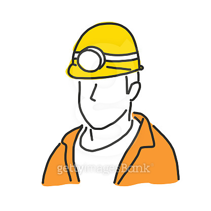 Labor. Builder and worker in various poses. hand drawn. line drawing ...