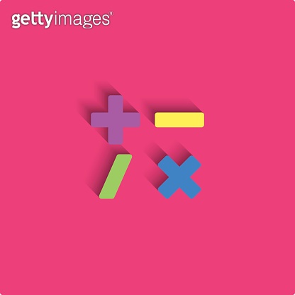 Calculator logo mockup style material design, mathematical symbols ...