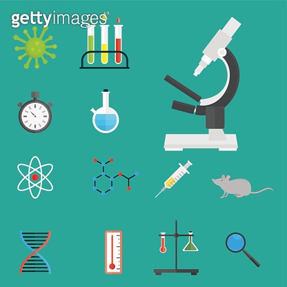 Lab symbols test medical laboratory scientific biology design molecule ...