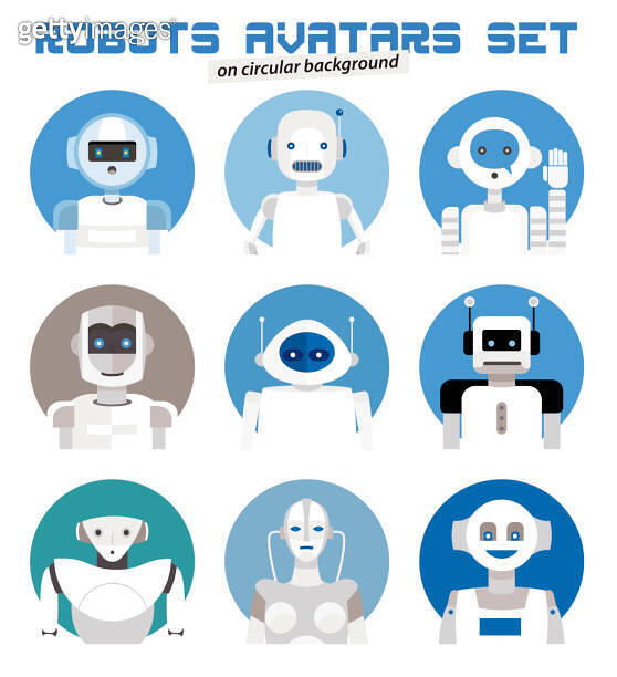 Robots Avatars Set. Varied set of robots faces and heads for used as ...