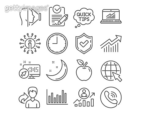 Demand Shift Icon Internet, Career ladder and Time icons. Face id, Online statistics and ...