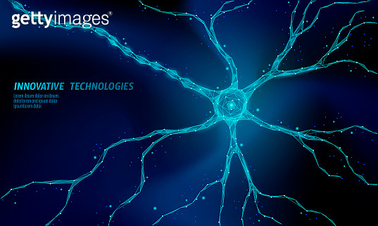 Human neuron low poly anatomy concept. Artificial neural network ...