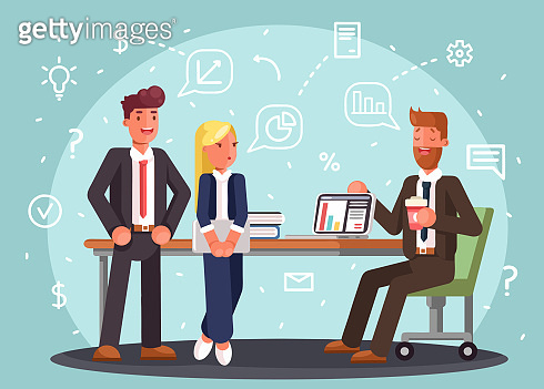 Brainstorming creative team idea discussion people. Flat style vector ...