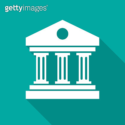 Disaster R Bank Building Icon Bank building icon with long shadow. Flat design style. 이미지 (944141308 ...