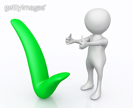 3D figure with check mark sign (1023379360) 일러스트, 무료 일러스트 - 게티이미지뱅크