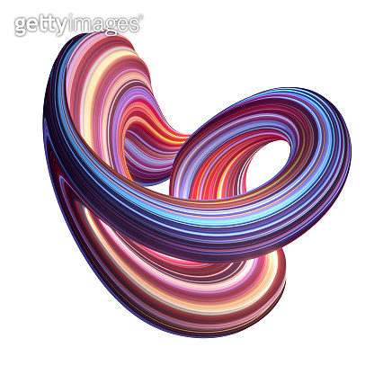 3d render, abstract background, modern curved shape, loop, deformation ...