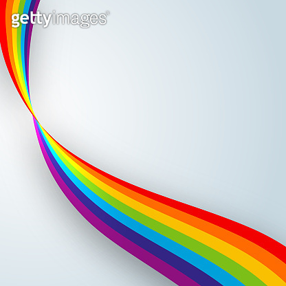 Bright abstract wavy lines of rainbow colors on a light background ...