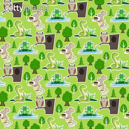 Snake character wildlife nature viper mouse owl frog flat python symbol ...