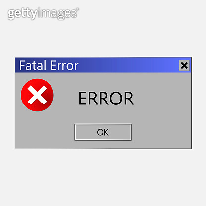 Warning message about an error in the operating system. Vector ...