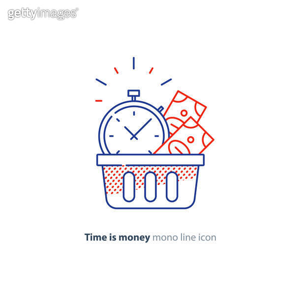 Money in basket, financial concept, investment plan, revenue increase, line icon 이미지 (917256042