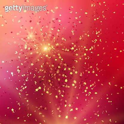 Red background with gold glitter and star shaped confetti. Vector ...