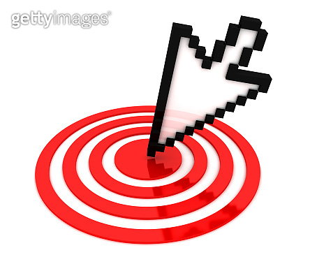 Mouse cursor on target (990786382) - 게티이미지뱅크