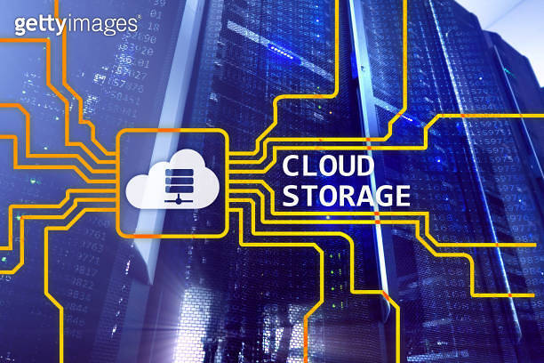 Cloud data storage concept on server room background. 이미지 (1080780832 ...