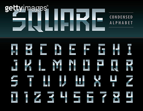Vector of Modern Square Alphabet Letters and numbers, Geometric Font ...