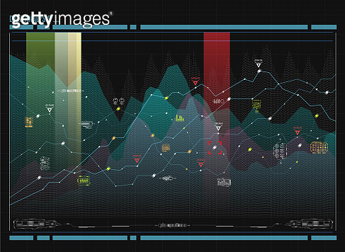 Data analysis visualization. Visual data complexity. Social network ...