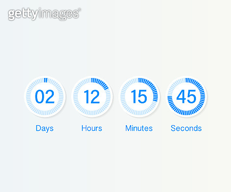 countdown clock counter timer. UI app digital count down circle board ...