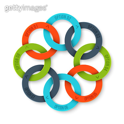 Business data visualization. Abstract rings of cycle diagram with 8 ...