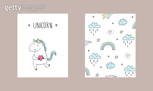 Cute unicorn print for kids. Vector illustration 이미지 (919645064) - 게티이미지뱅크