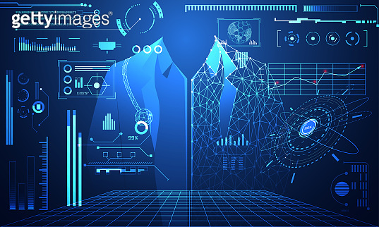 abstract technology science concept human data health digital : hud ...