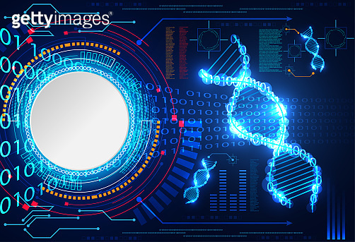 abstract technology science concept circle white gray digital and DNA ...