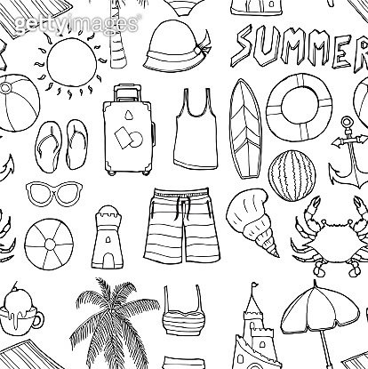 Vector Background Seamless pattern with hand drawn Summer doodle eps10 ...