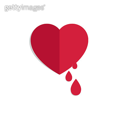 Vector red bleeding heart isolated from white background (935674722 ...