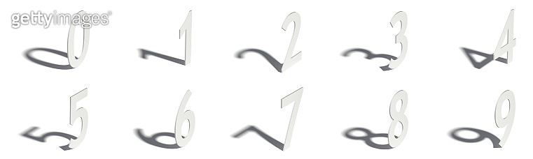Drop shadow digit Numbers 0-9 3D 이미지 (1056087544) - 게티이미지뱅크