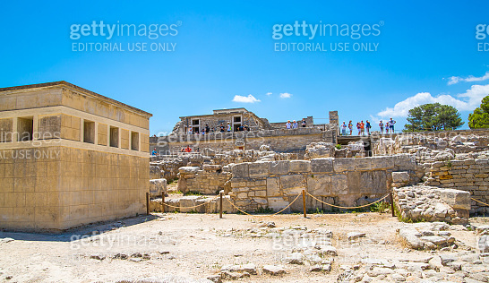 Greece, Crete. Knossos ruins, ceremonial and political centre of the ...