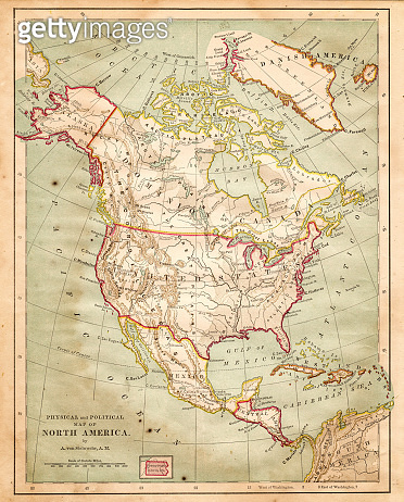 Map of North America 1877 이미지 (949322050) - 게티이미지뱅크
