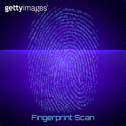 Vector abstract binary representation of fingerprint scan. Cyber ...