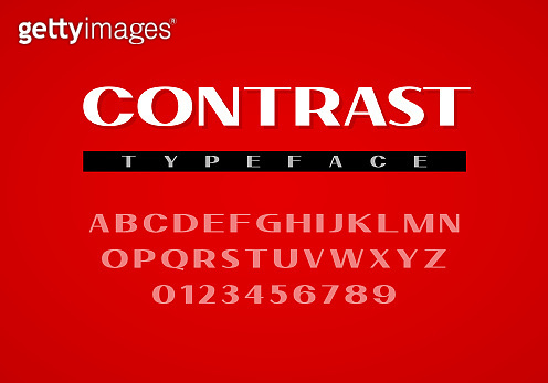 Contrast sans serif typeface. Uppercase letters and numbers (962828810 ...