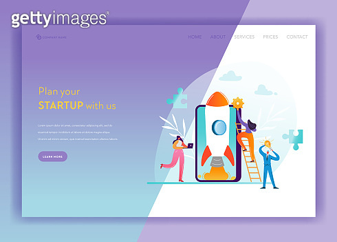 Business Startup Landing Page Template. Mobile Technology and Strategy ...