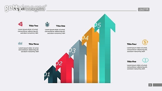 Arrow Chart with Five Steps Slide Template 이미지 (937332904) - 게티이미지뱅크