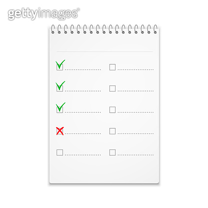 Notepad Image Check Notepad with checklist with green check marks. Vector EPS10 (993649078 ...