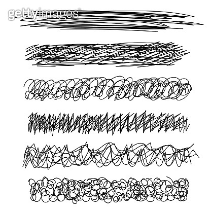 Vector light set of hand drawn scribble line shapes. . Set of hand ...