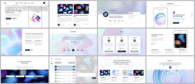 Set of vector templates with geometric patterns, gradients, fluid ...