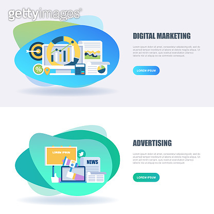 Flat concept of digital marketing and advertising 이미지 (900400552) - 게티이미지뱅크