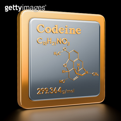 Codeine. Icon, chemical formula, molecular structure. 3D rendering 이미지 ...