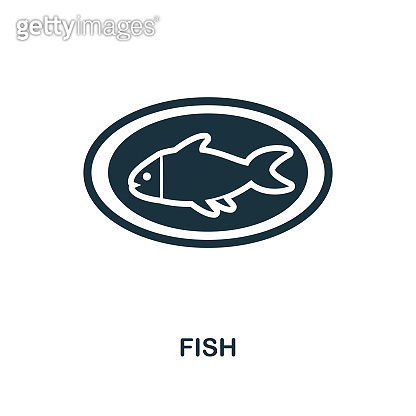 Fish icon. Monochrome style icon design from meal icon collection. UI ...