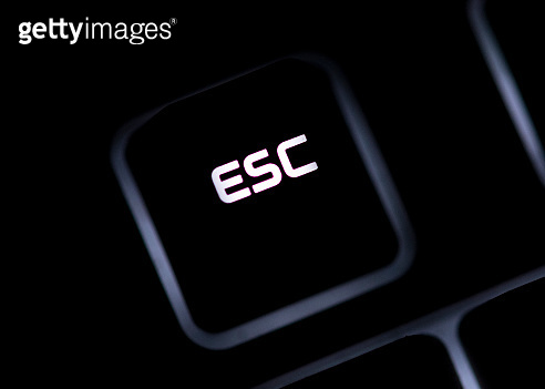 Closeup of a black computer keyboard and ESC button (1035600824) - 게티이미지뱅크