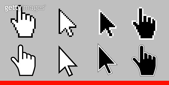 All Cursor Sign Names White arrow and pointer hand cursor icon set. Pixel and modern version ...