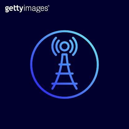 Cell Phone tower icon. Vector illustration in flat line style. 이미지 ...